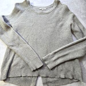 Madewell Womens Sweater SZ S Gray Criss Cross Back Hem Heavy, Warm Long Sleeve